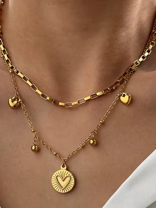 Anthropologie Jewelry - Gold Layered Heart & Medallion Necklace